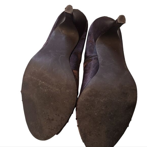 STEVE MADDEN Shoes Chocolate Bronze Satin 4" Peep Toe Heels sz 8.5M - Picture 9 of 13